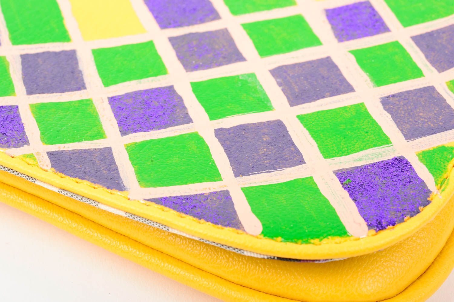 Handmade Clutch Tasche Accessoires für Frauen Tasche aus Kunstleder grell gelb foto 5