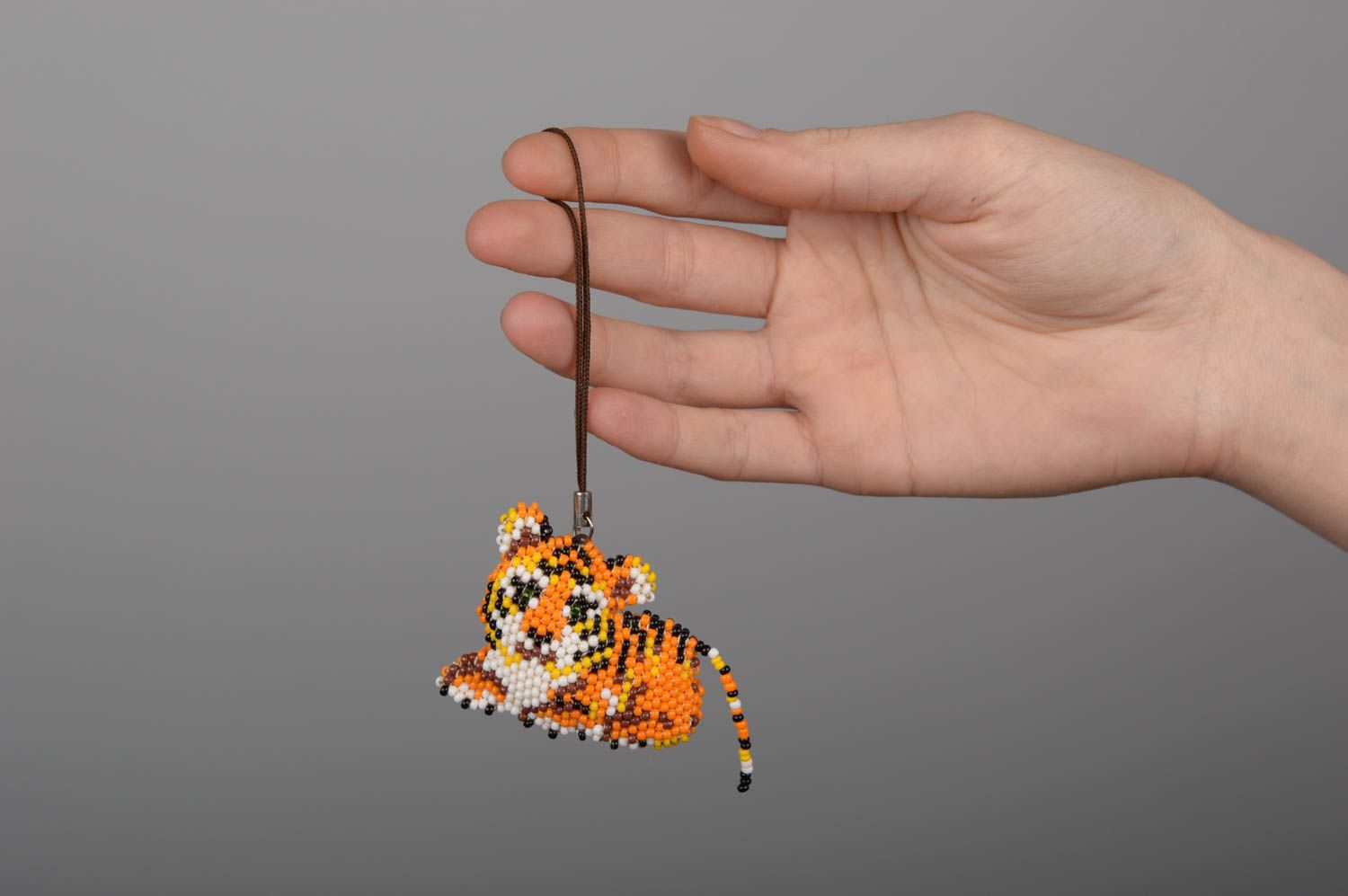 Аксессуар ручной работы брелок для ключей брелок для телефона Оранжевый тигр фото 5
