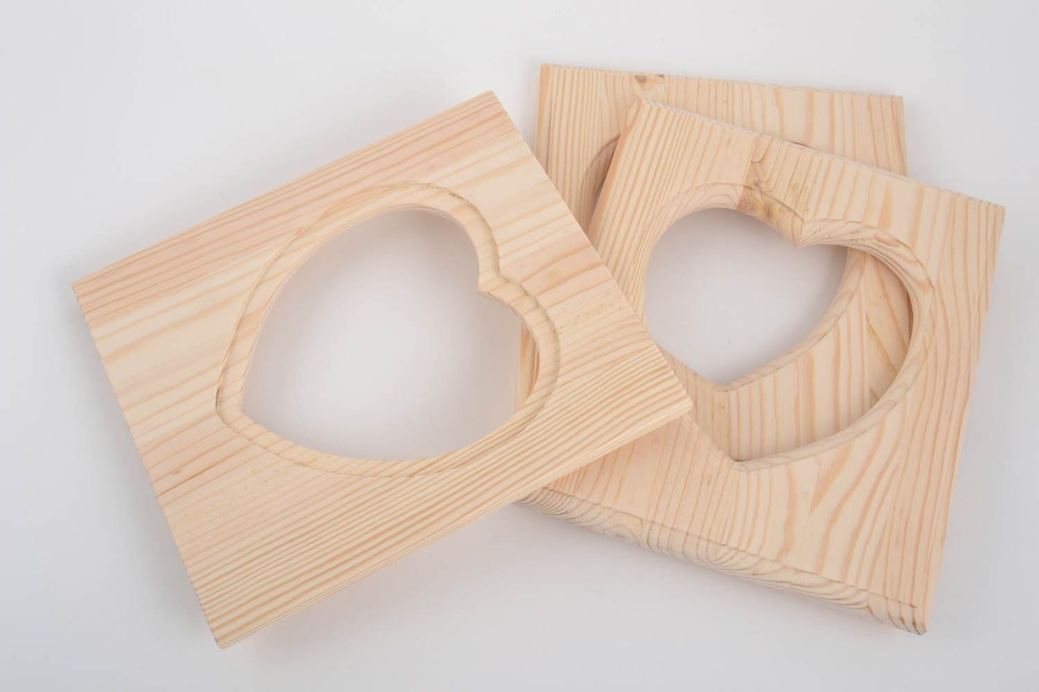 Set of 3 handmade wooden craft blanks for photo frames with heart shaped cuts photo 4