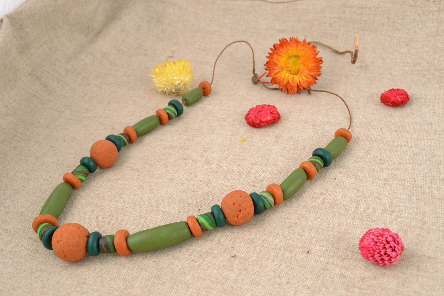 Unusual polymer clay necklace photo 1