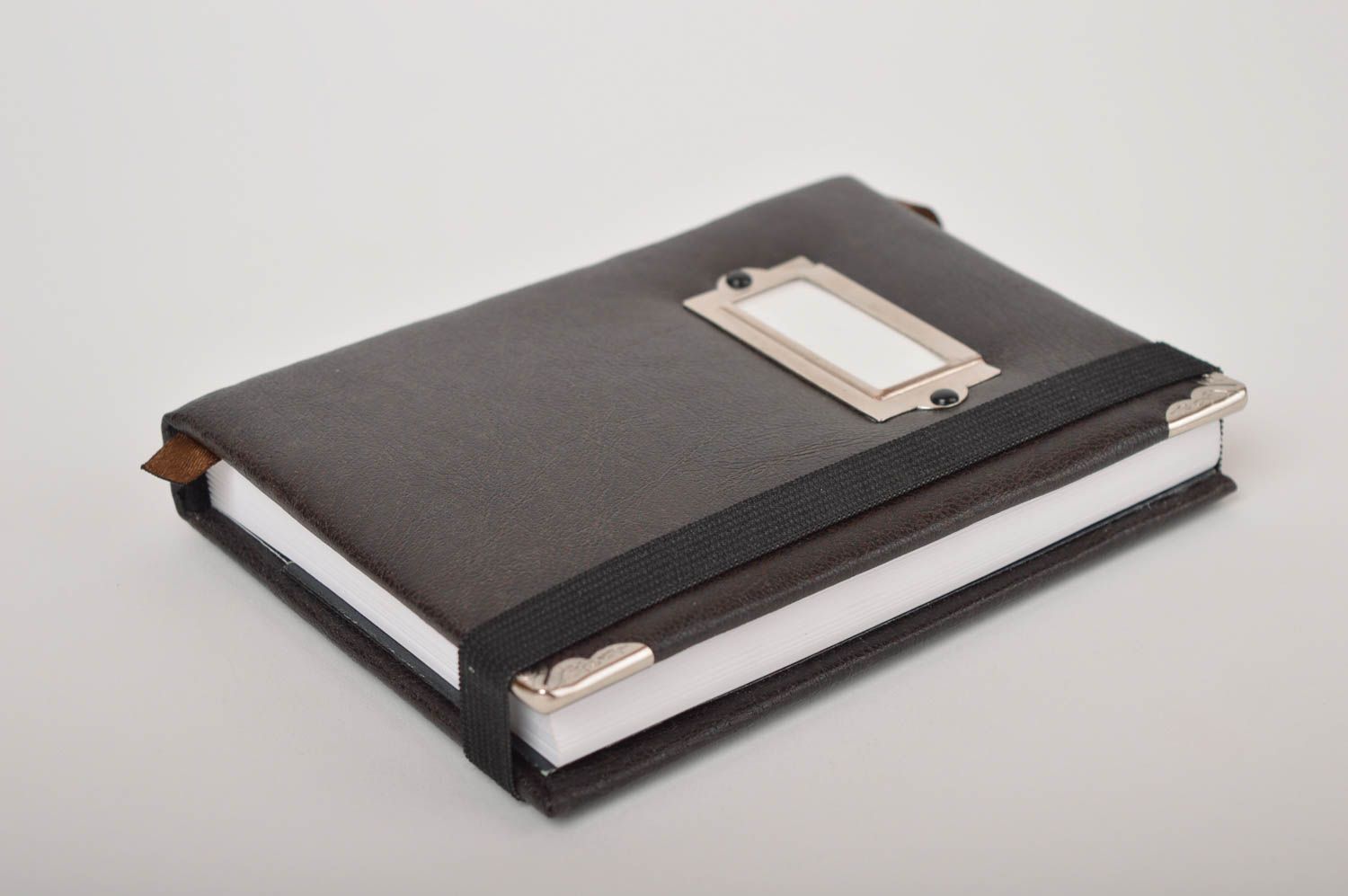 Libreta de notas artesanal negra cuaderno de notas elegante regalo original foto 2