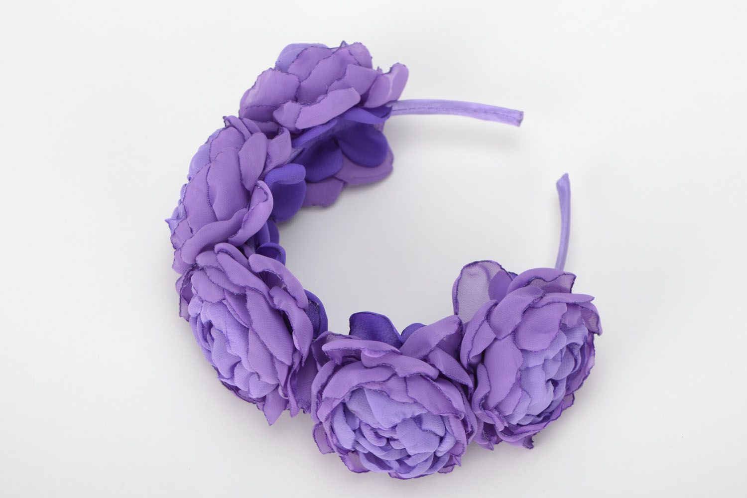 Serre-tête fleurs artisanal Luxuriance violette photo 3