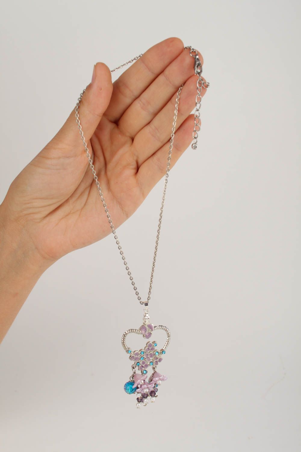 Pendentif émaillé Bijou fait main avec perles fantaisie Cadeau pour femme photo 5