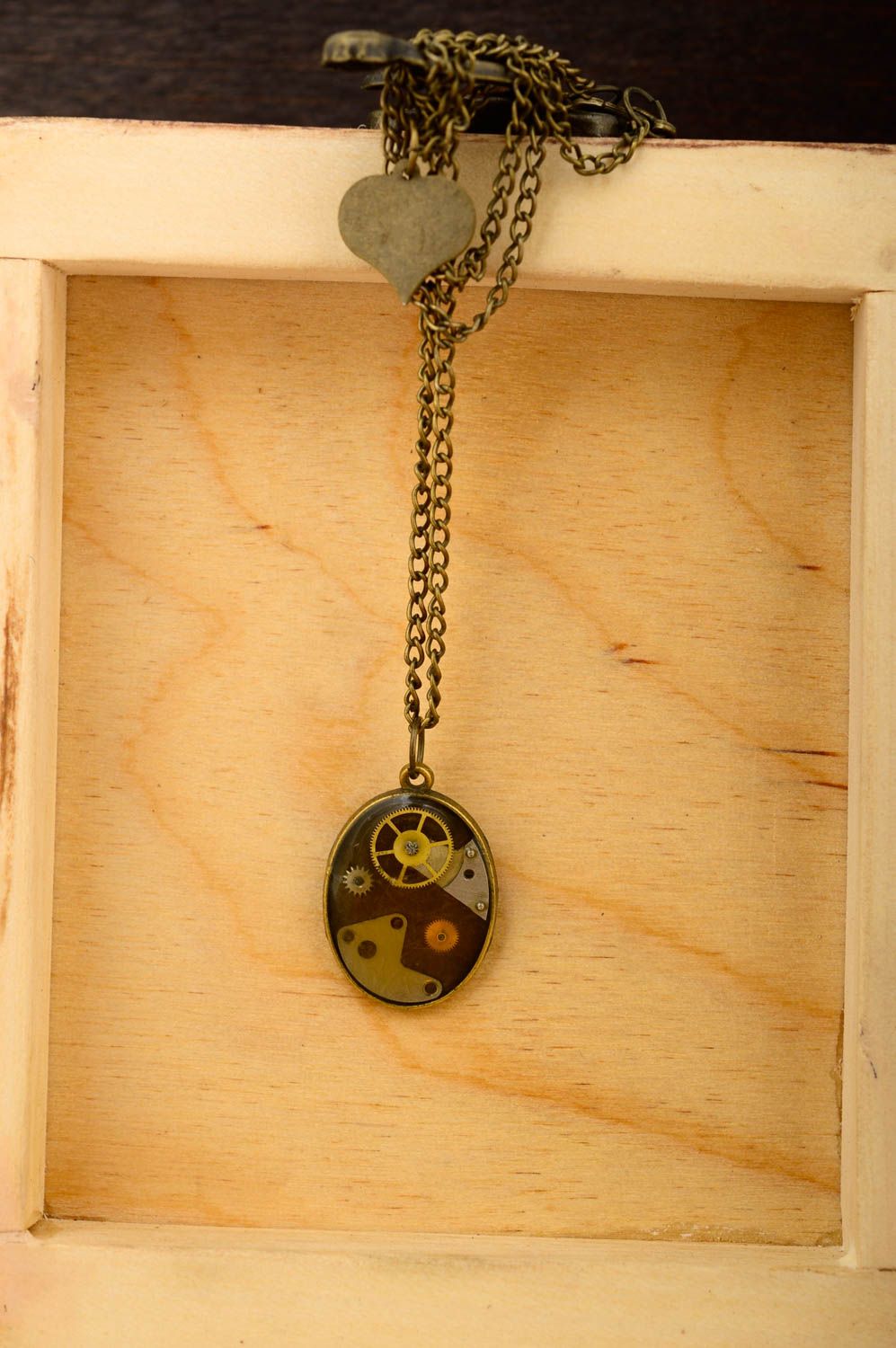 Unusual handmade metal pendant steampunk design accessories for girls gift ideas photo 1