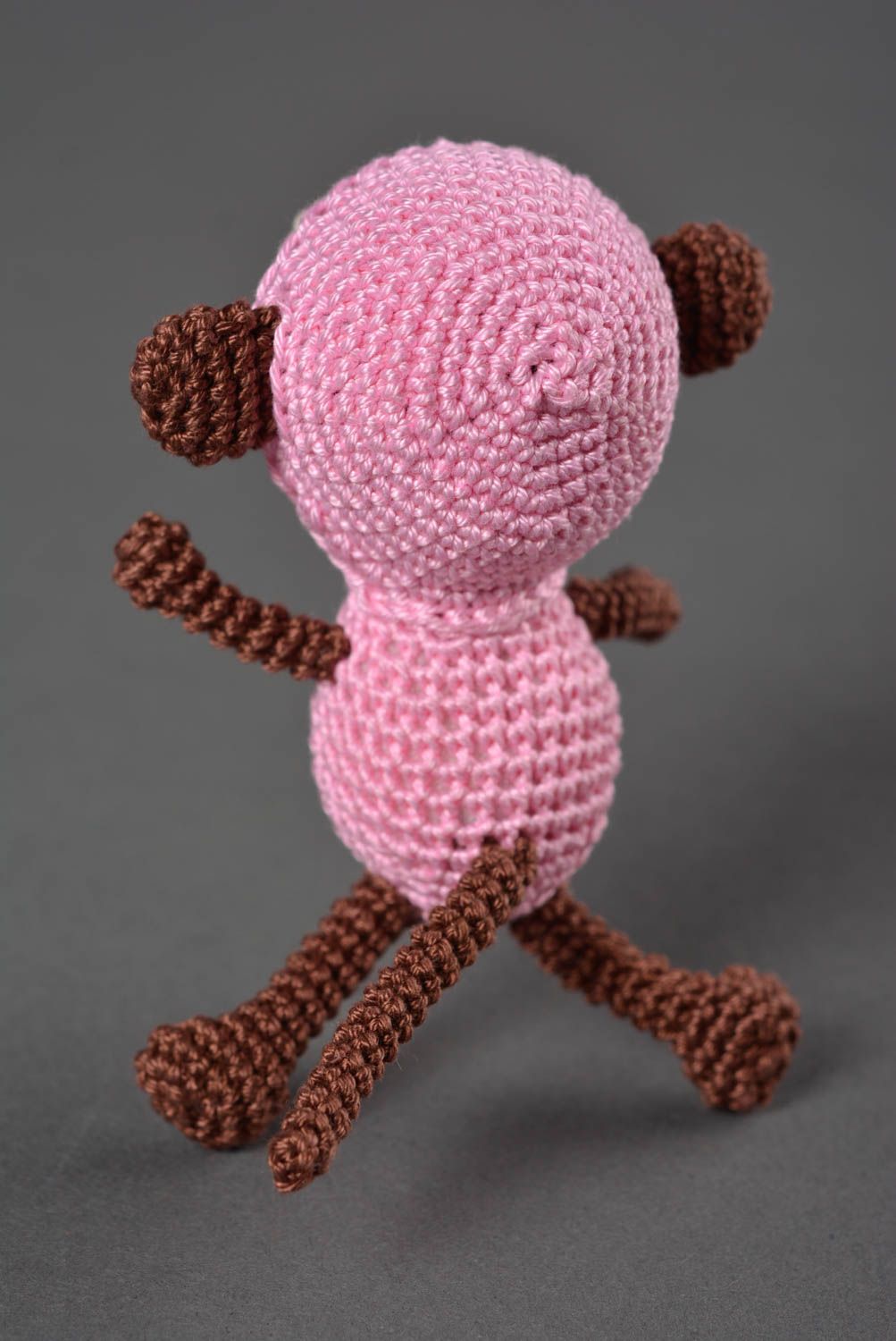 Мягкая игрушка ручной работы игрушки крючком детская игрушка Обезьянка в розовом фото 4