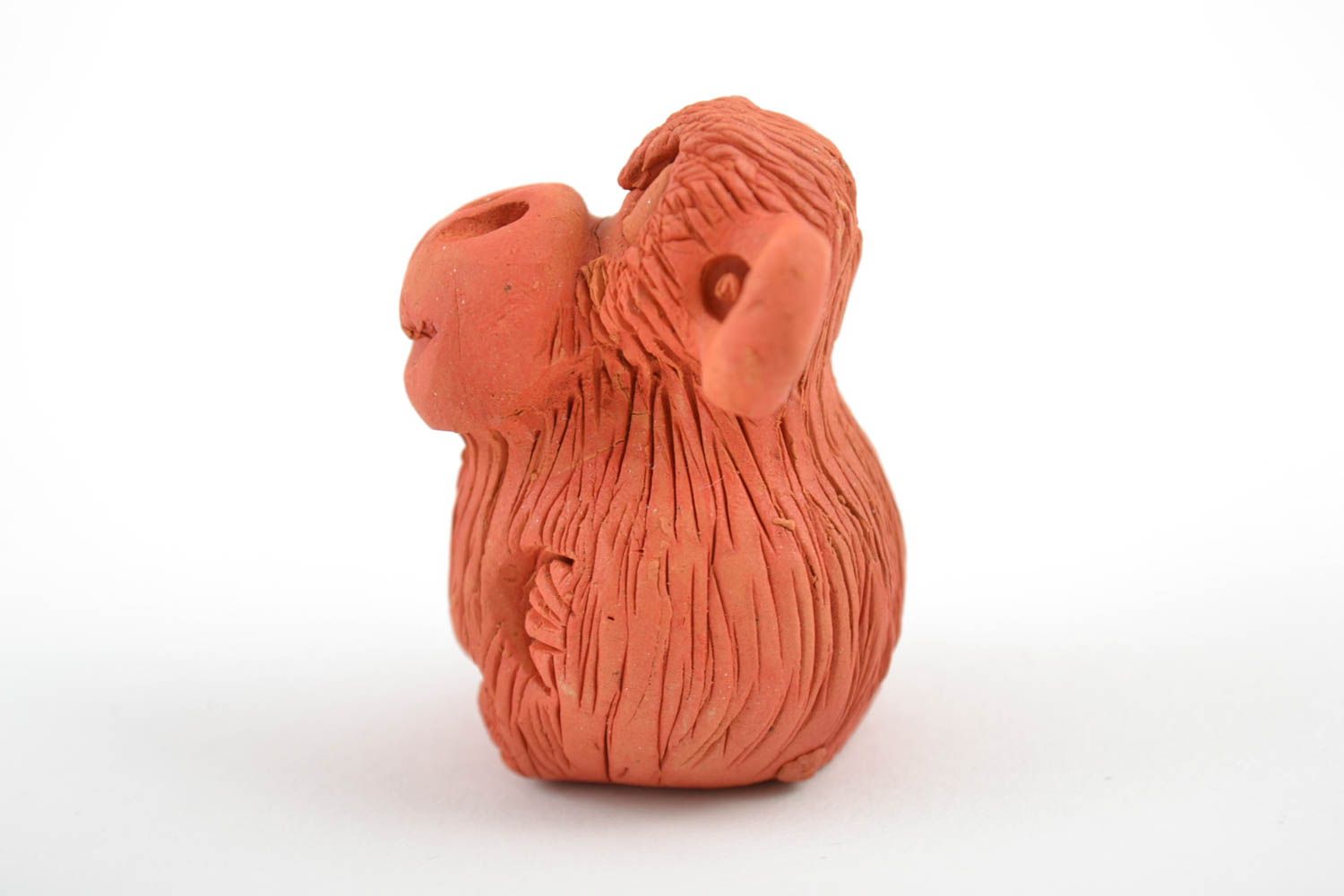 Ceramic statuette of monkey made of red clay handmade decorative home figurine photo 3