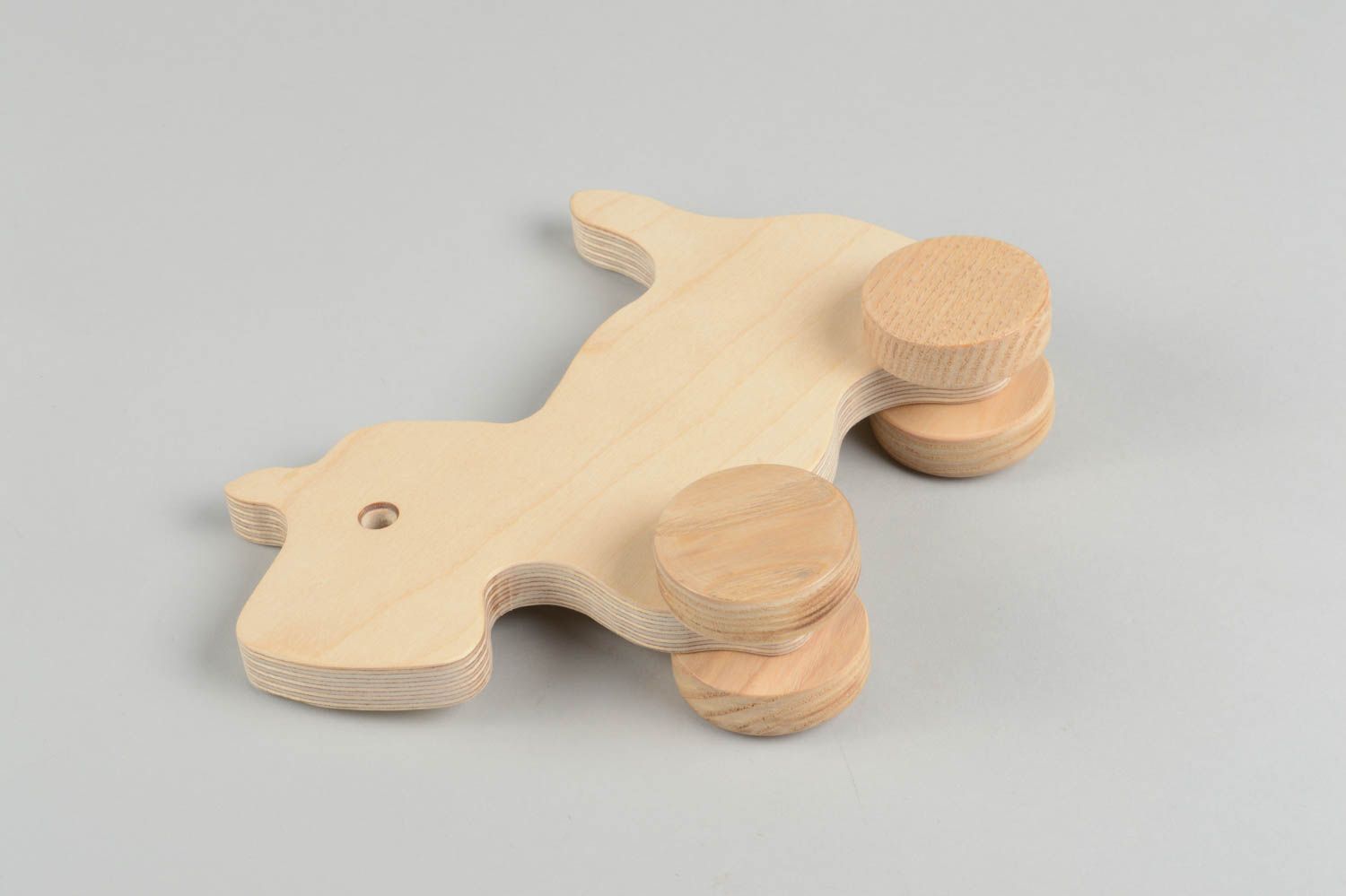 Juguete hecho a mano de madera perrito de juguete original juguetes con ruedas foto 3