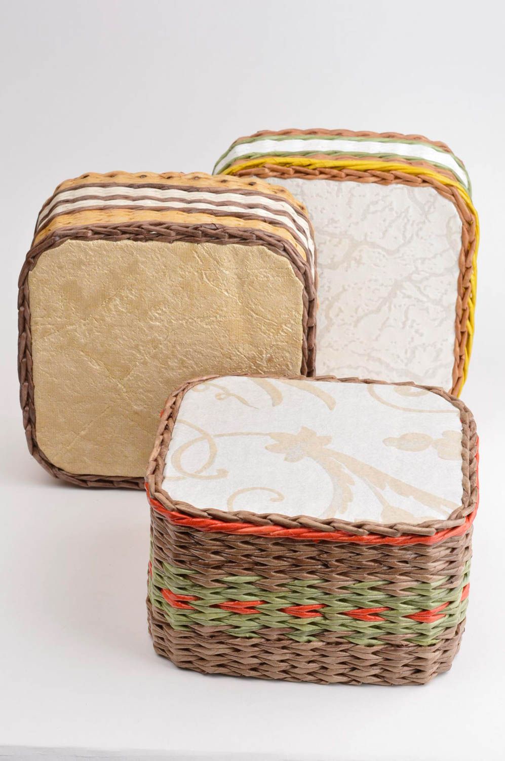 Плетеные корзины ручной работы 3 штуки подарочные корзины предметы интерьера фото 4