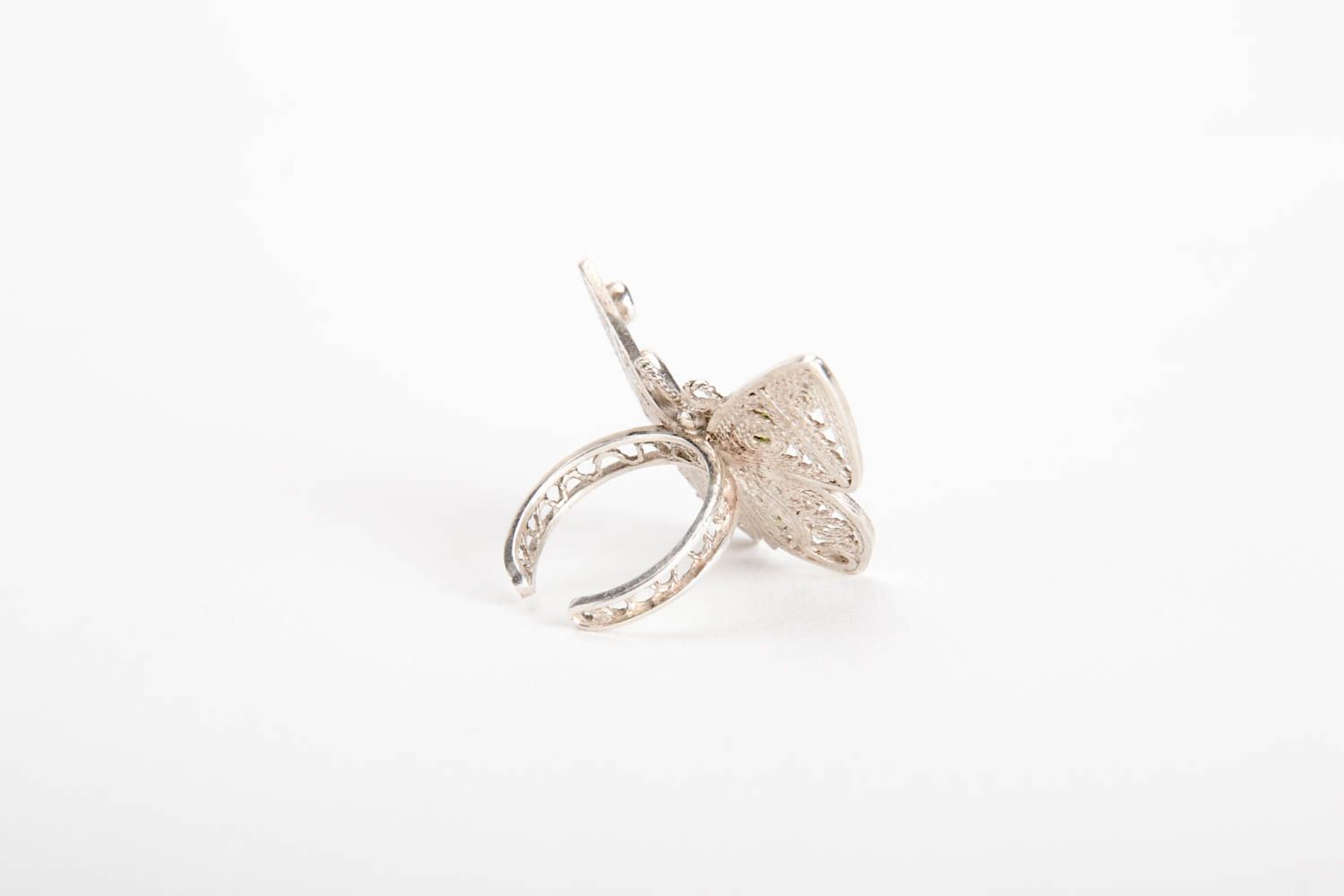 Женское кольцо ручной работы серебряное кольцо бабочка серебряное украшение фото 3