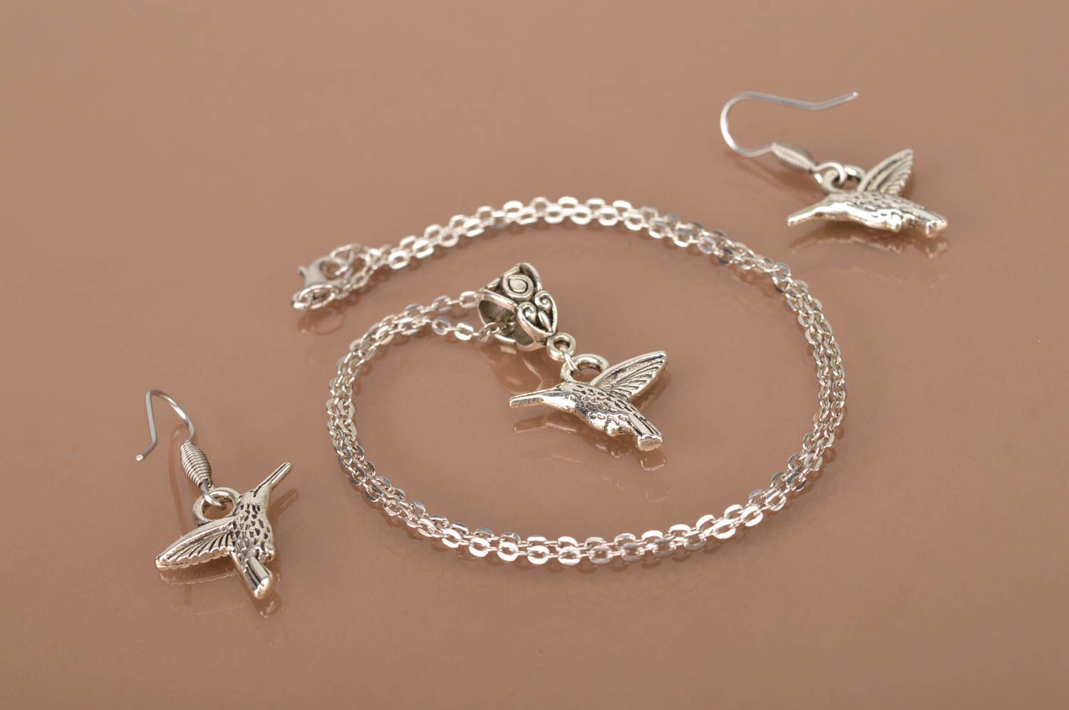Handmade  jewelry metal jewelry set pendant necklace dangling earrings photo 3