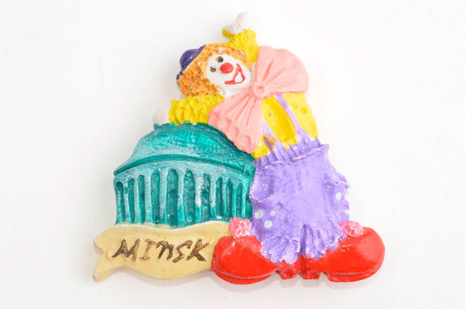 Handmade lustiger Magnet Kühlschrank Deko Geschenk Idee Souvenir aus Gips Clown foto 2