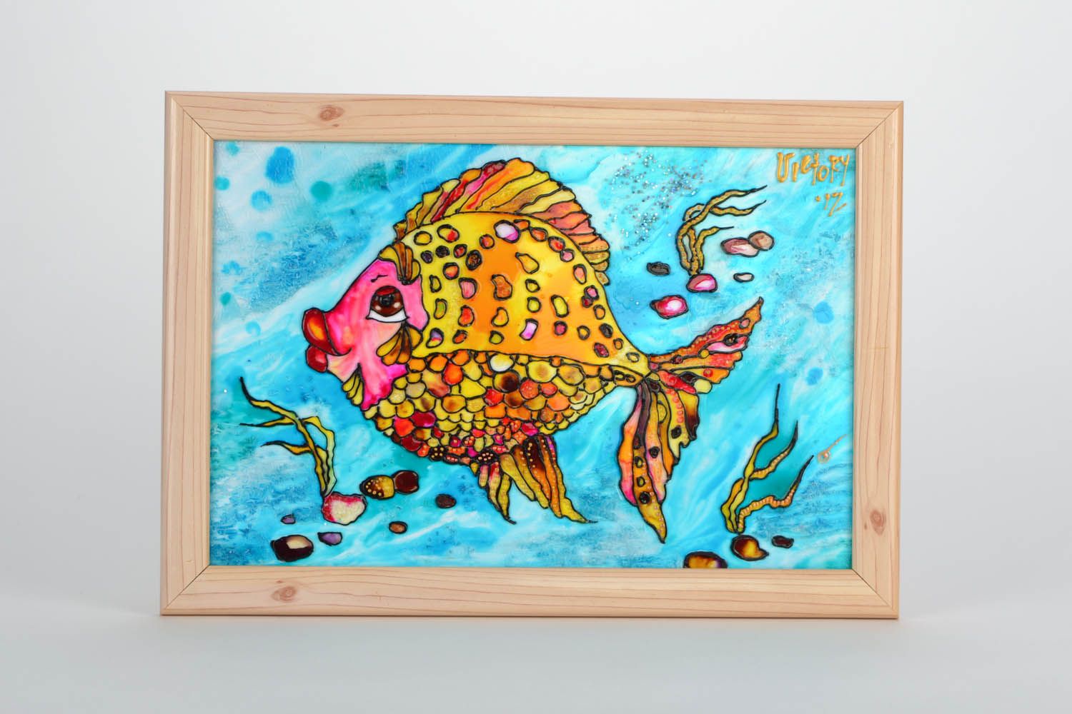 Stained glass painting Fish photo 1