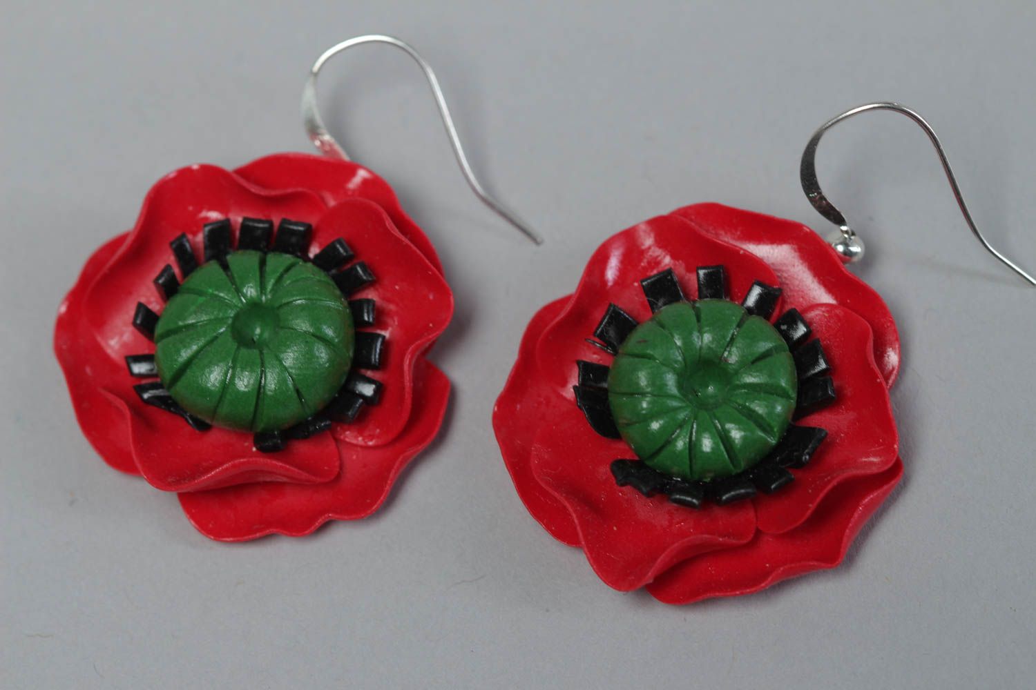 Beautiful cute handmade plastic flower earrings fashion accessories gift ideas photo 2
