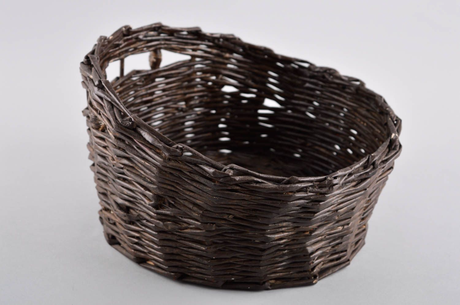 Handmade decorative basket unusual woven paper basket stylish interior decor photo 2