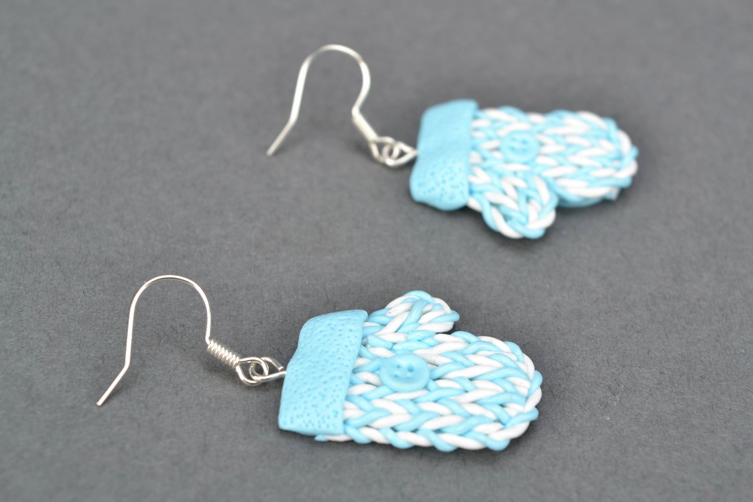 Polymer clay earrings Mittens photo 4