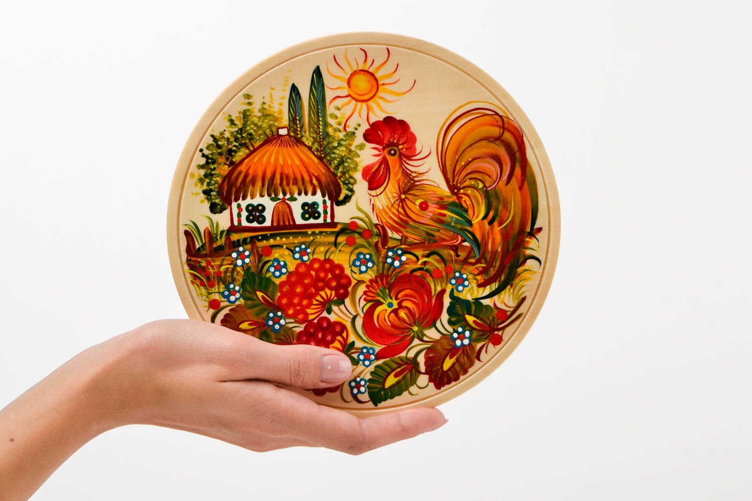 Декоративная тарелка ручной работы декор на стену круглый расписная посуда фото 2