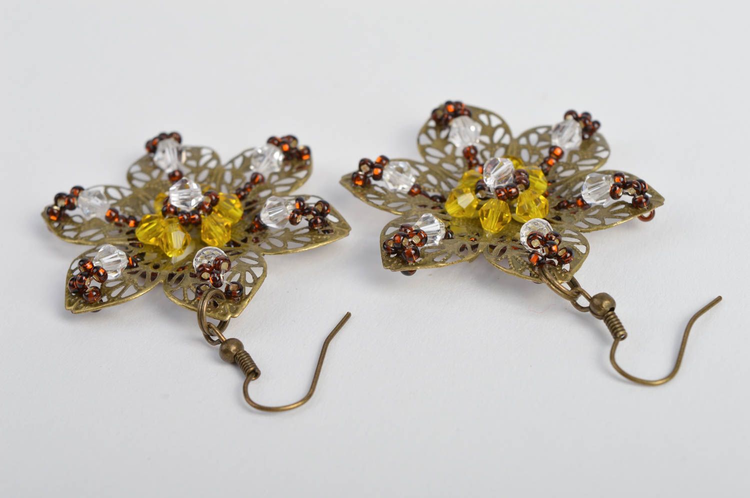 Designer beaded bijouterie handmade seed beaded earrings present for girls photo 4