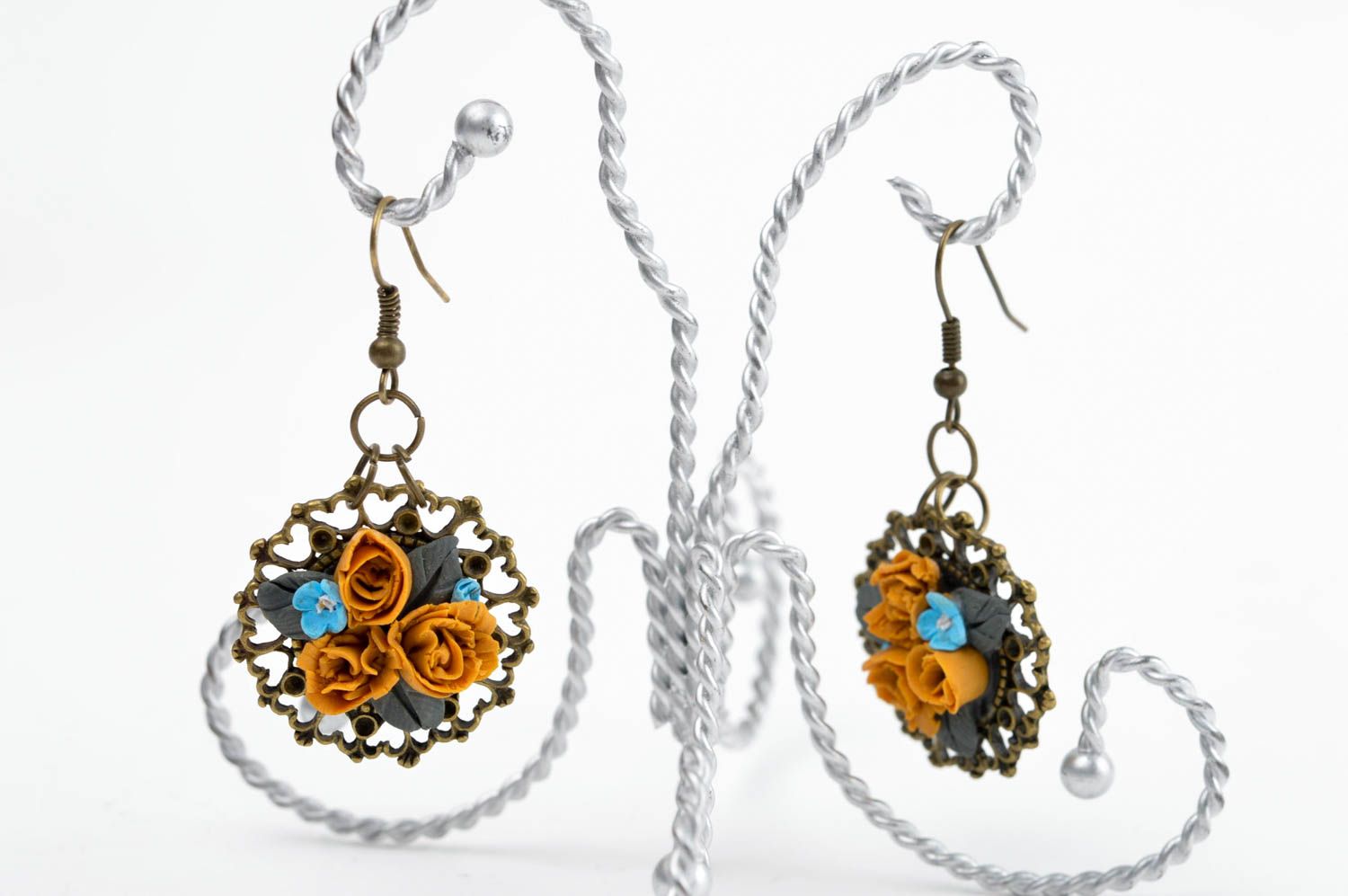 Beautiful handmade jewelry stylish cute accessory designer unusual earrings  photo 1