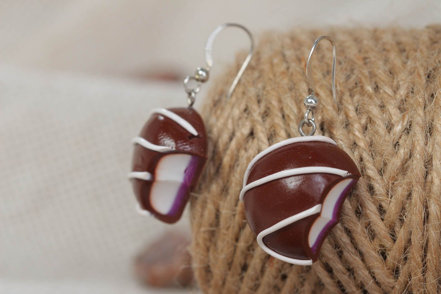 Unusual handmade plastic dangle earrings for gift designer jewelry for women  photo 1