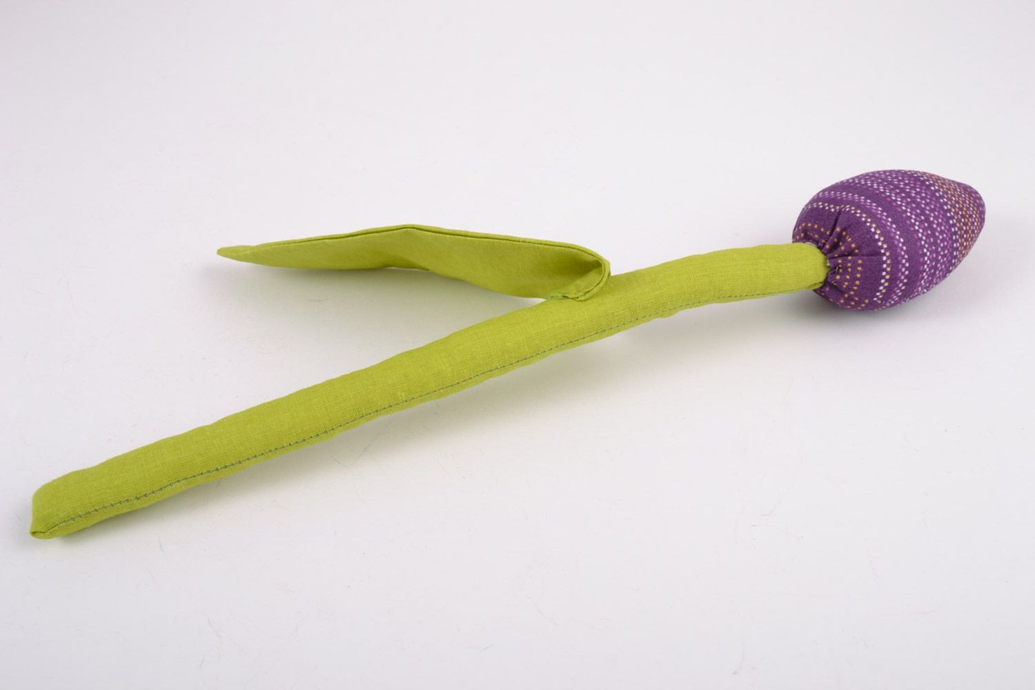 Handmade artificial soft violet tulip flower sewn of cotton for interior decor photo 3