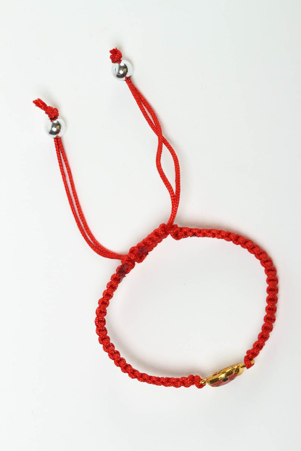 Браслет из шнура красный бижутерия ручной работы модное украшение плетеное фото 2