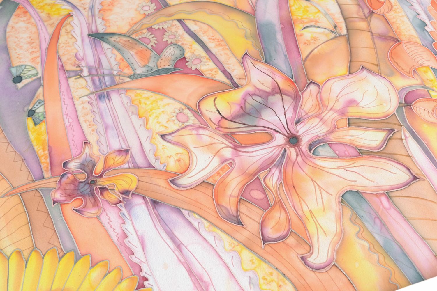 Картина в технике батик ручной работы Летний сад фото 4