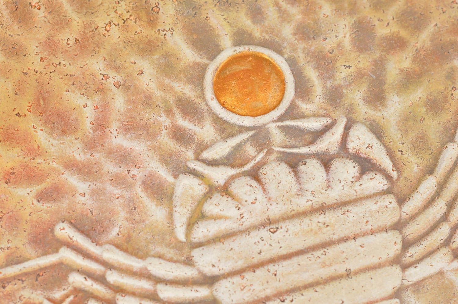 Quadratisches schönes handgemachtes Wandbild aus Ton Sternzeichen Krebs foto 10