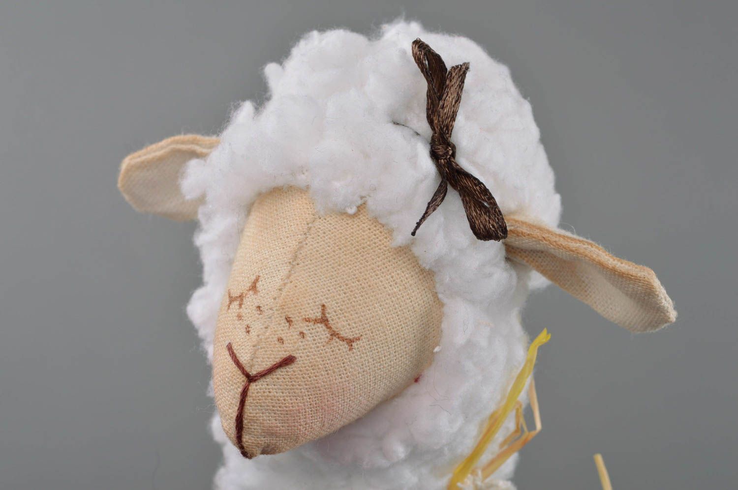 Designer handmade soft toy lamb with rose cotton stuffed toy nursery decor photo 4