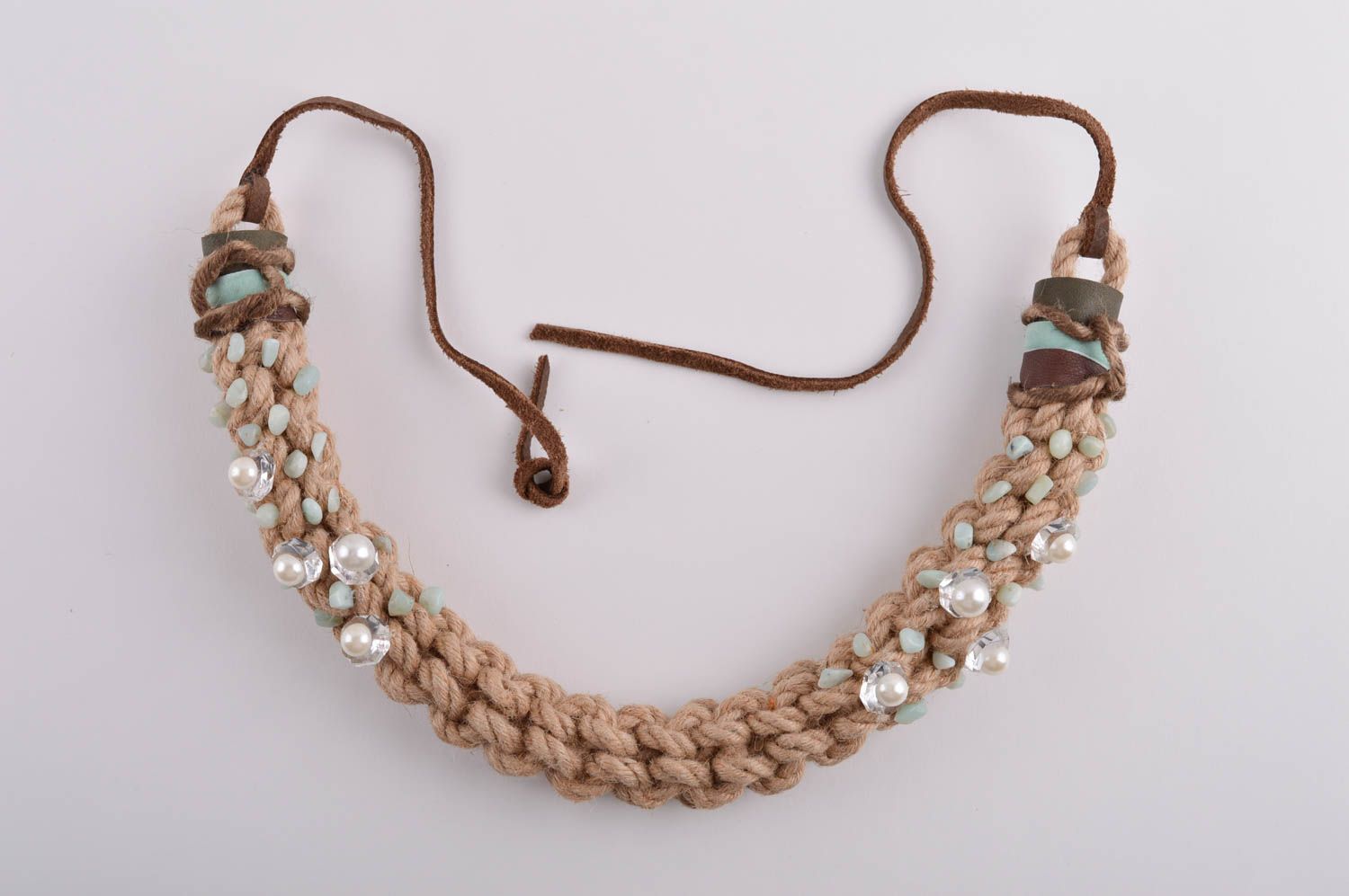 Schmuck Collier handmade Halskette für Damen Modeschmuck Kette mit Steinen foto 5
