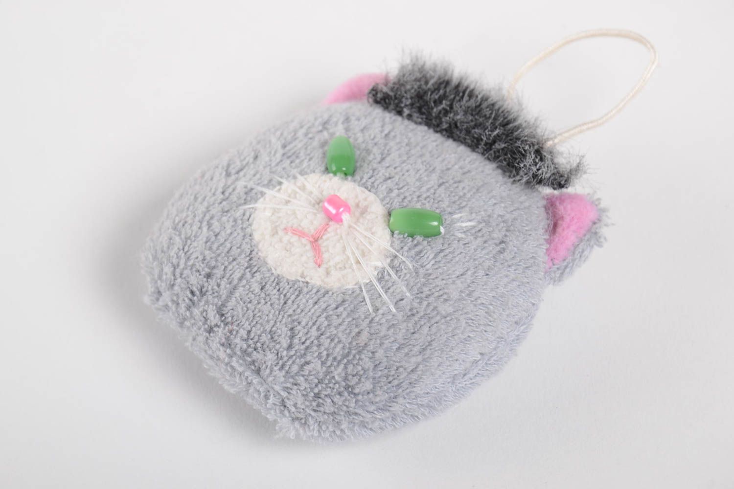 Handmade soft needle bed accessory in shape of cat stylish unusual pendant photo 5