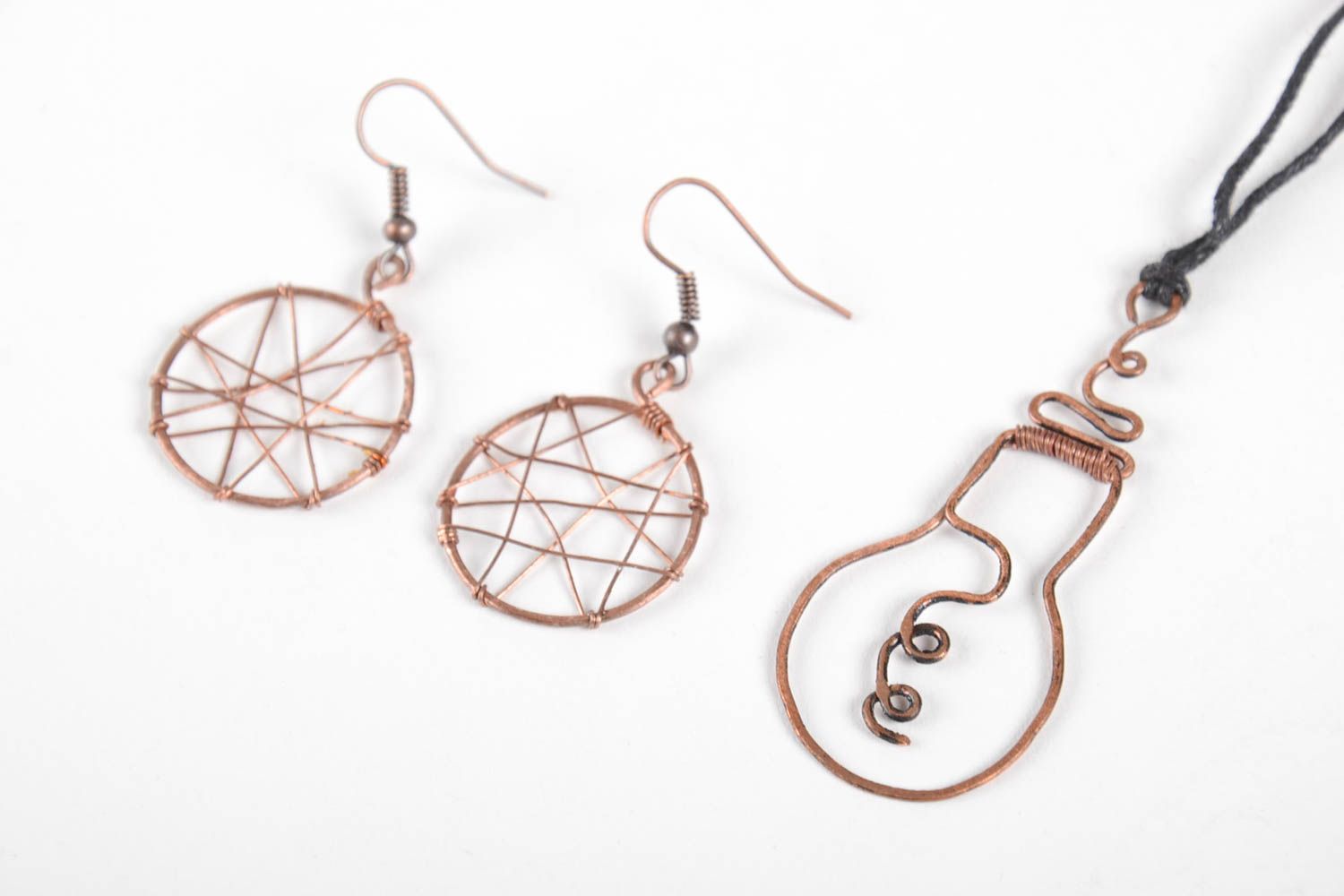 Handmade copper jewelry wire wrap pendant copper earrings copper jewelry photo 5