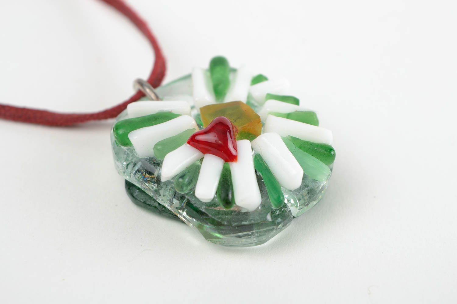 Handmade Glasschmuck Anhänger Accessoire für Frauen Designer Schmuck grün foto 3