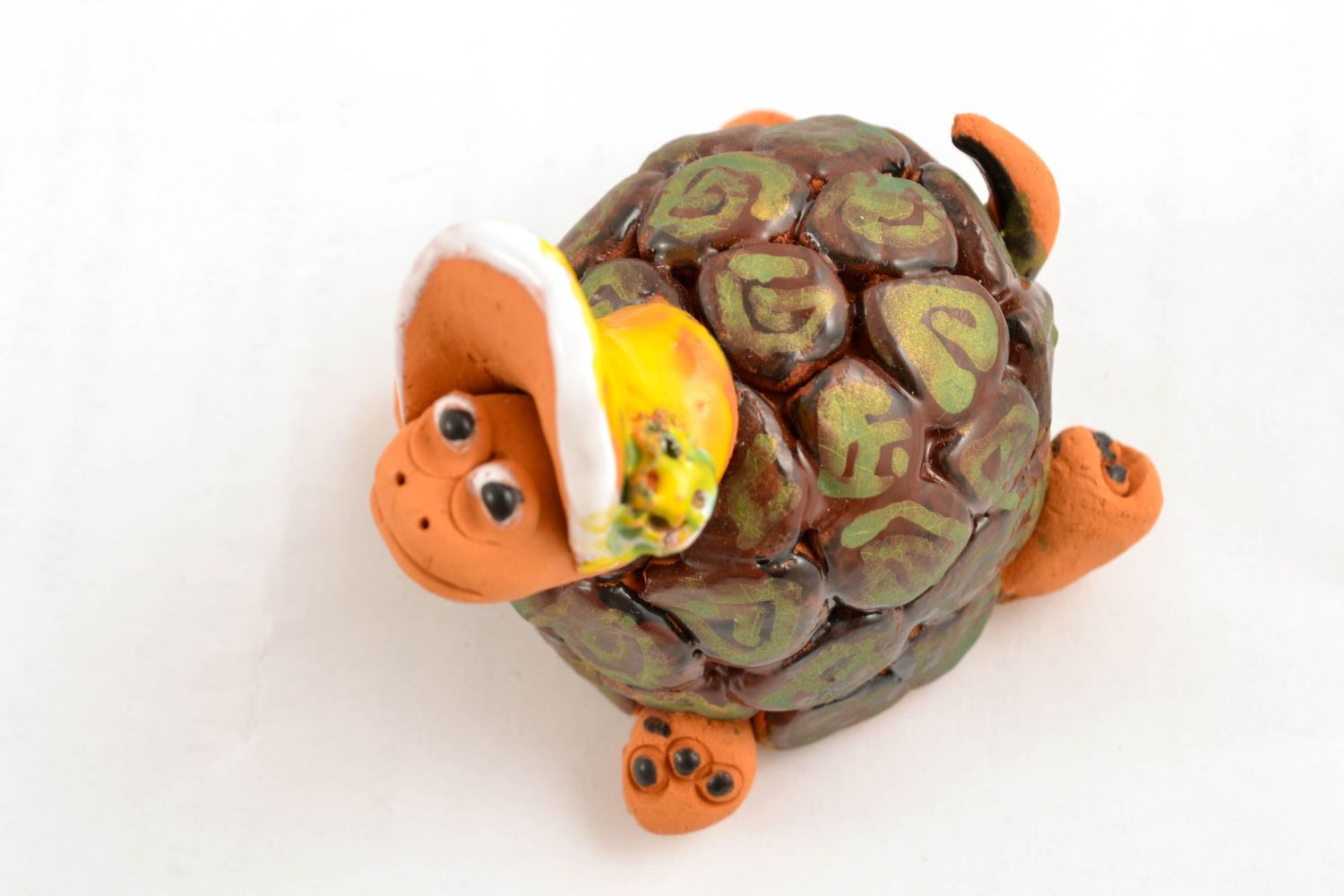 Фигурка из глины черепаха с росписью подарок  фото 3