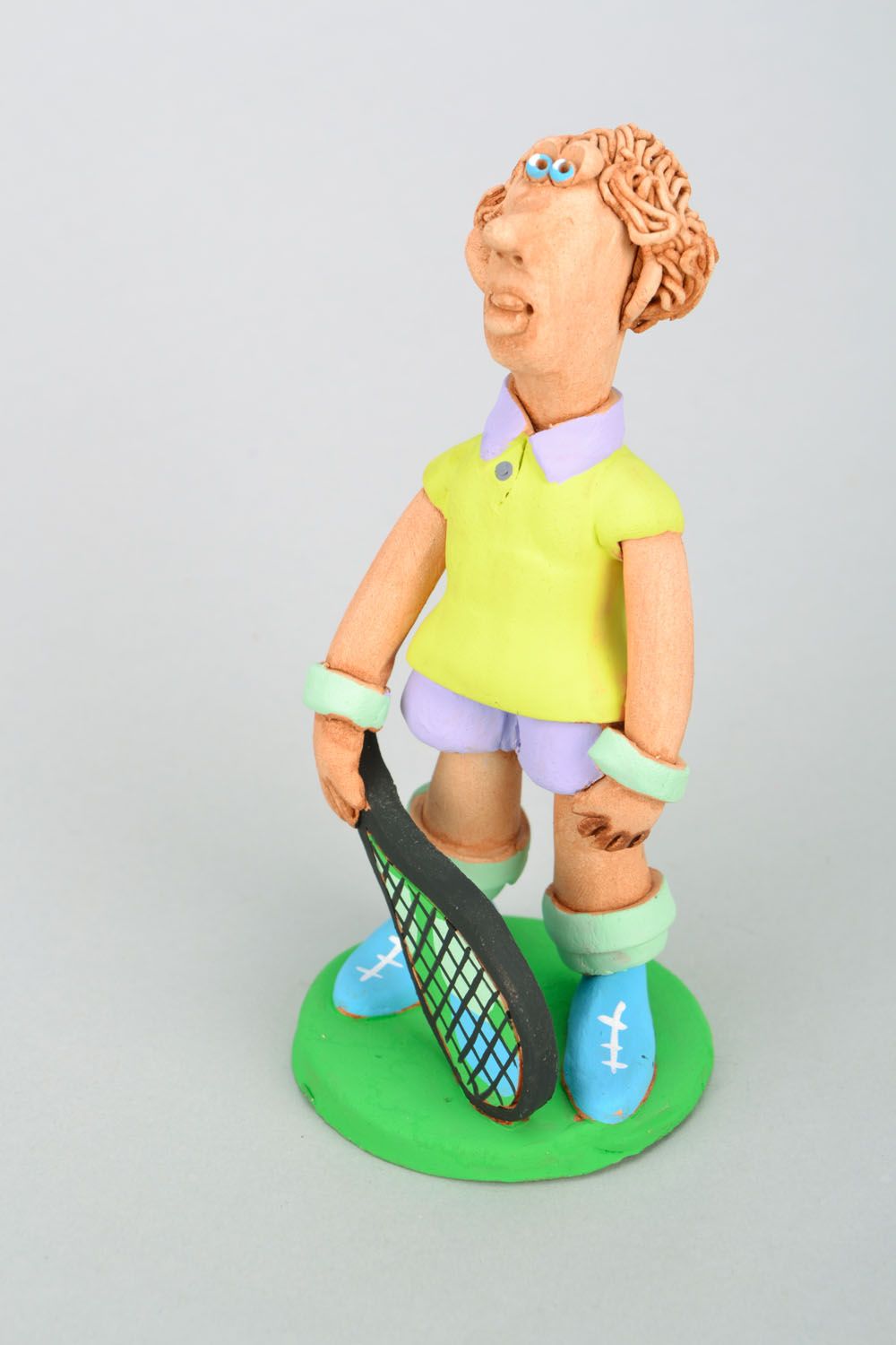 Figurine décorative en céramique faite main Joueur de tennis photo 3