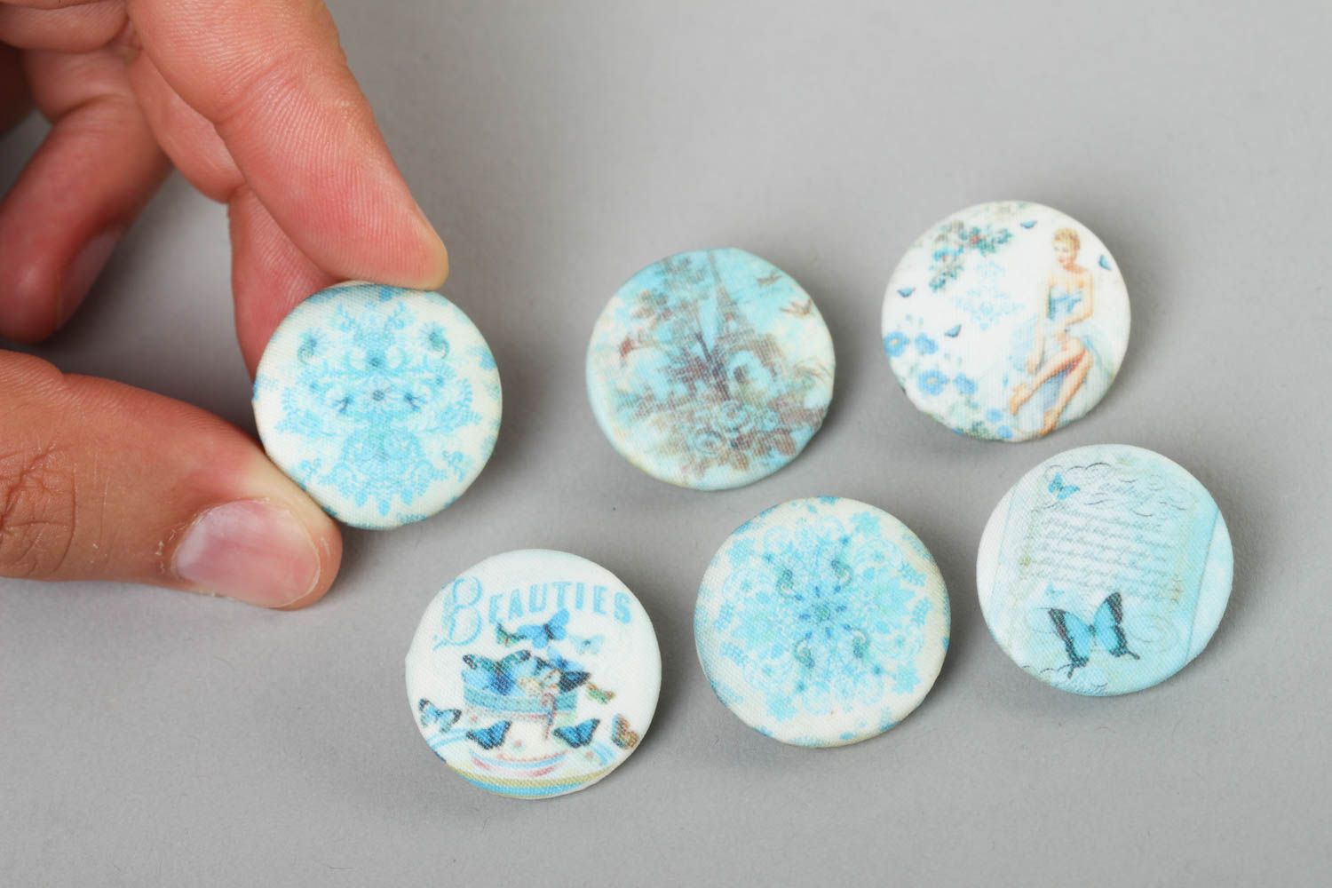 Beautiful handmade buttons 6 pieces needlework supplies fittings for clothes photo 5