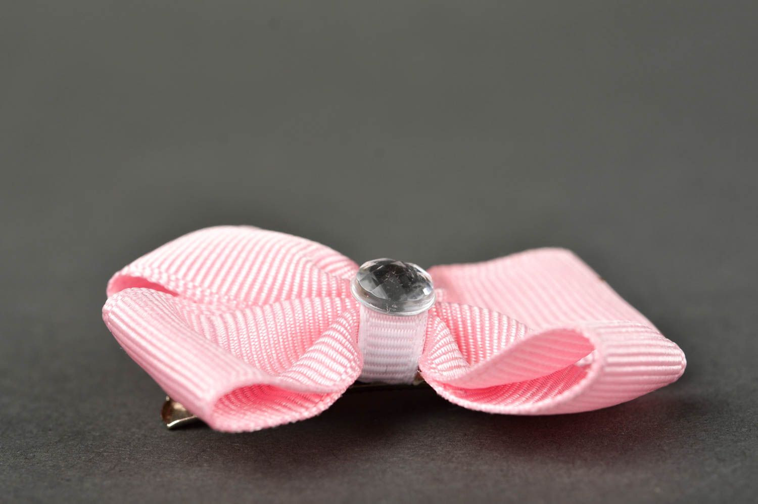 Модный аксессуар ручной работы розовый стильный бант для волос детская заколка фото 4