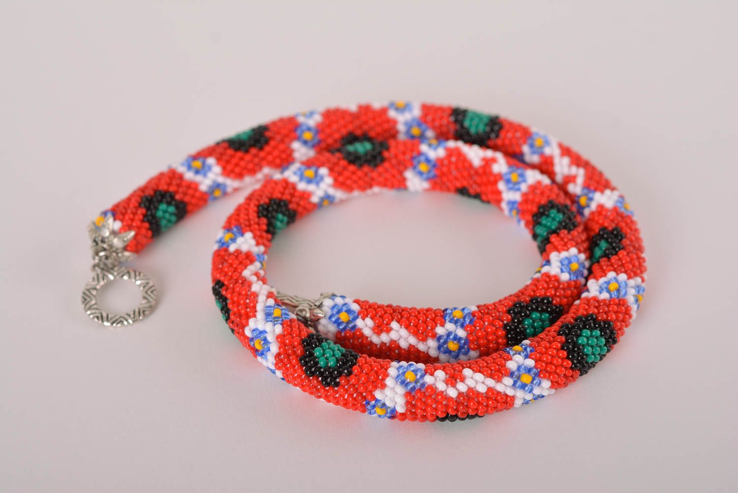 Handmade jewelry stylish necklace beaded cord necklase designer accessory  photo 5