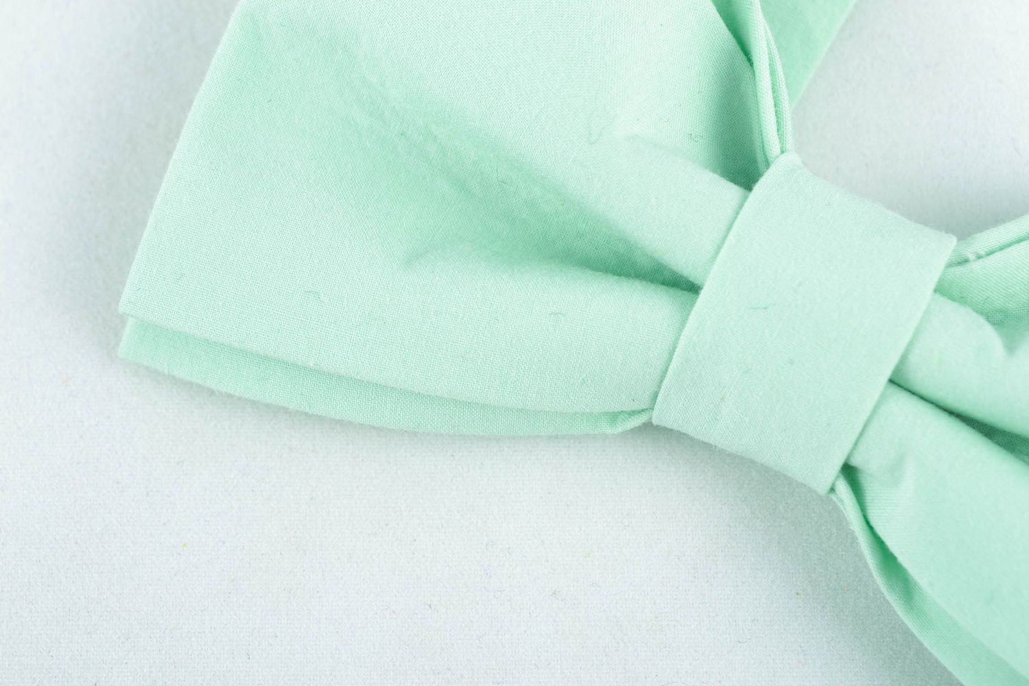 Fabric bow tie of light turquoise color photo 3