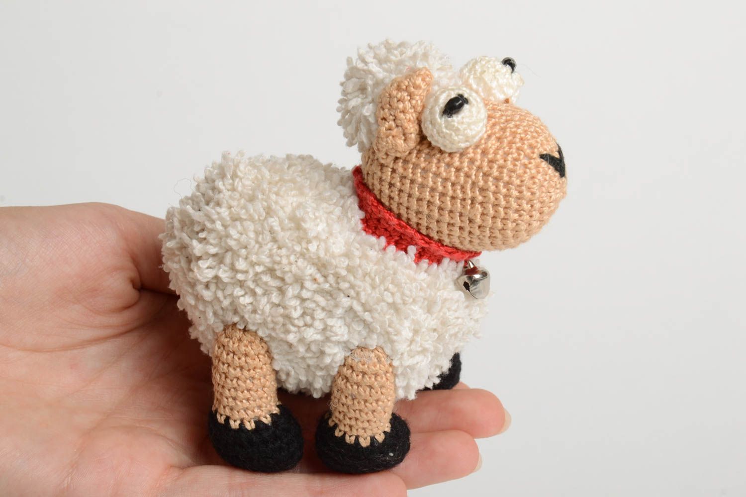 Handmade unique soft toy designer interior crocheted lamb toy present for kids photo 5