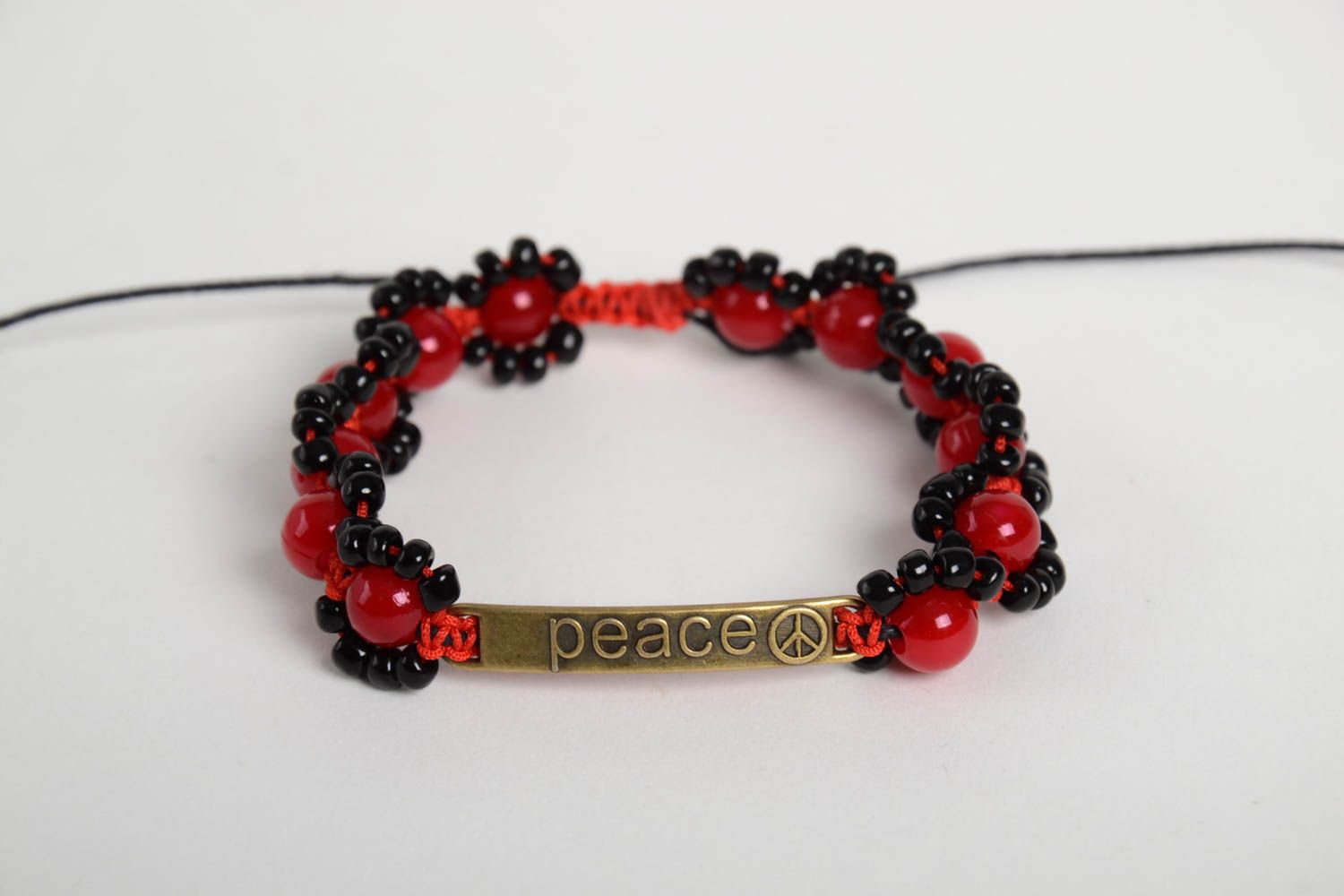 Handmade red beaded bracelet unusual elegant bracelet stylish accessory photo 5
