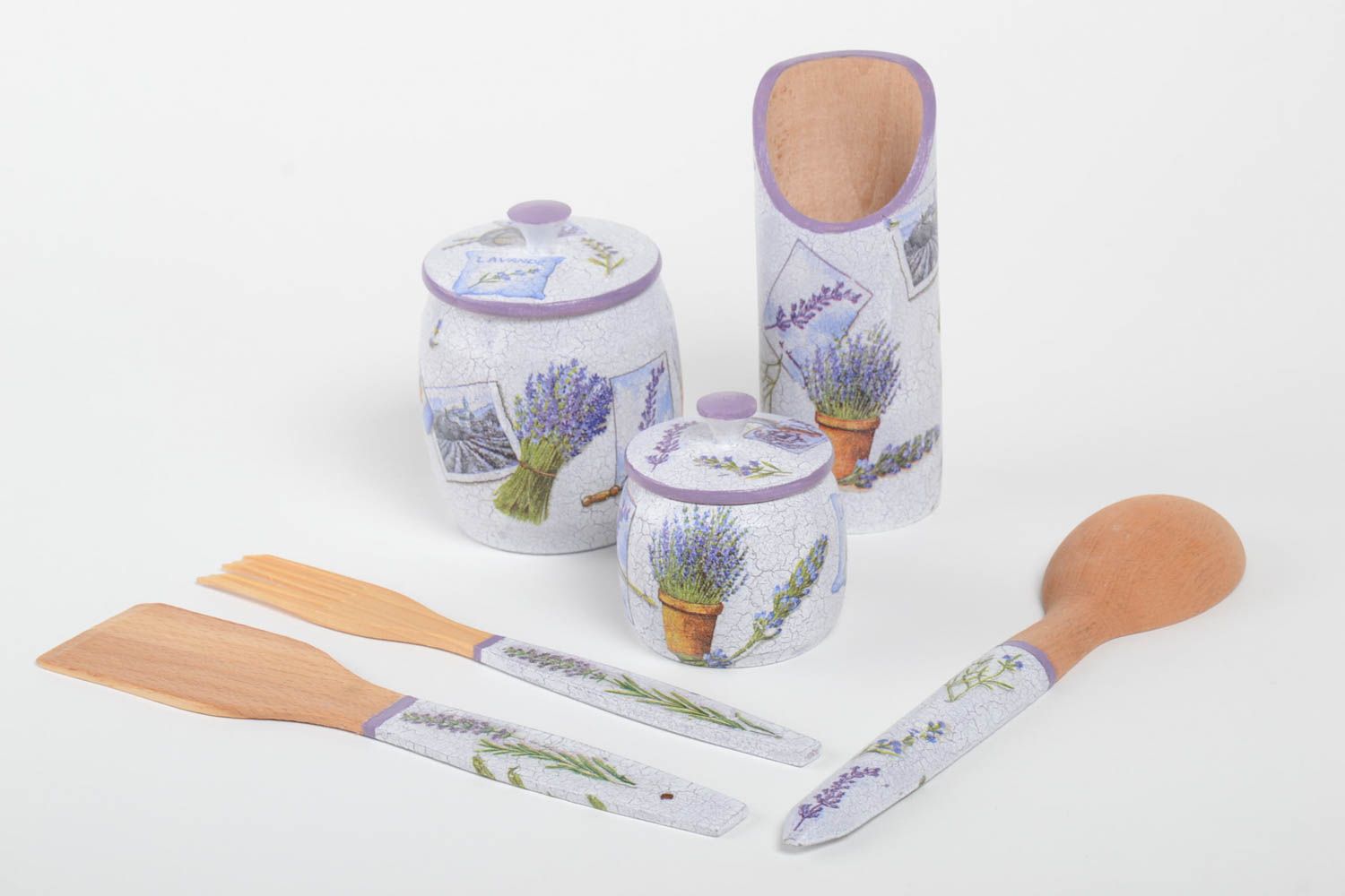 Set of kitchen accessories wooden stylish kitchenware handmade wooden utensils photo 5