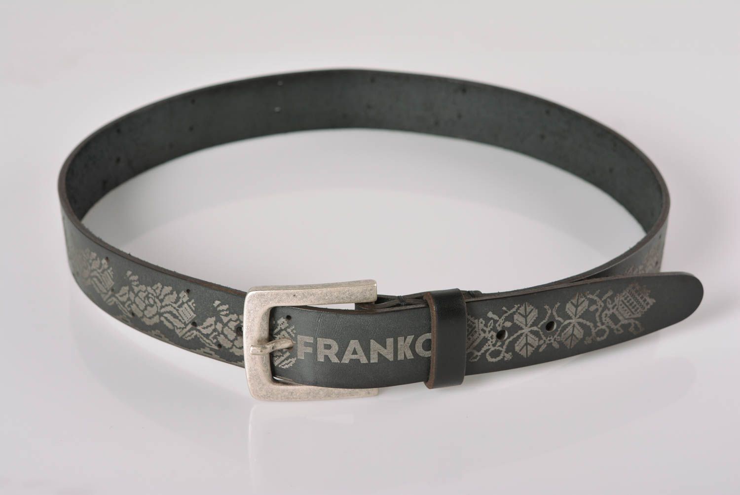 Handmade leather belt black leather belt designer accessories leather goods photo 5