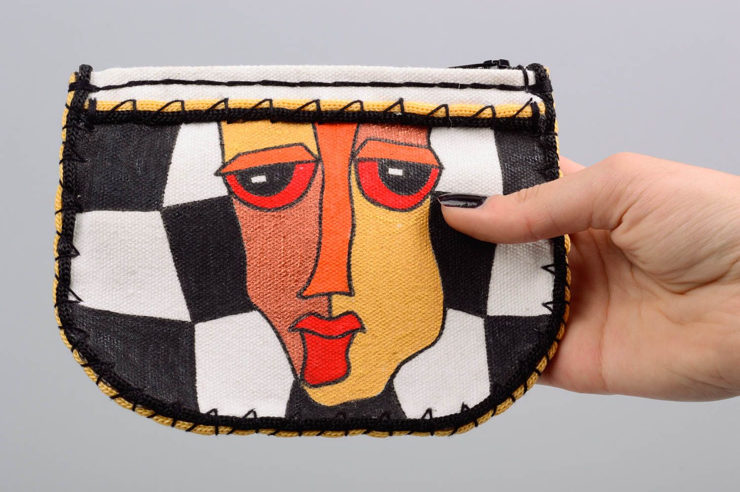 Female purse with painting handmade wallet with zip beautiful acessories photo 2