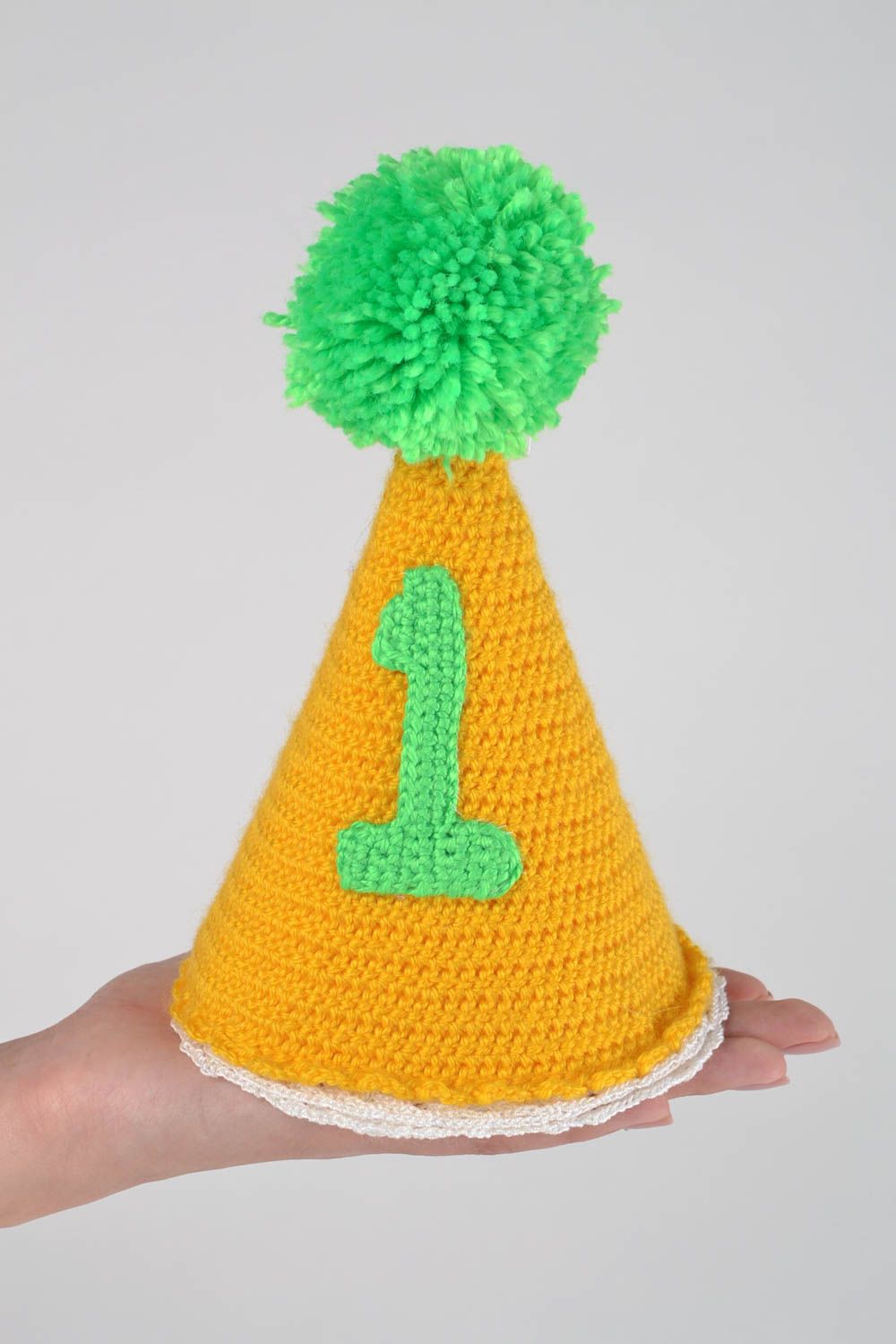 Baby Kappe handgefertigt Geschenk für Baby Designer Accessoire in Gelb foto 2