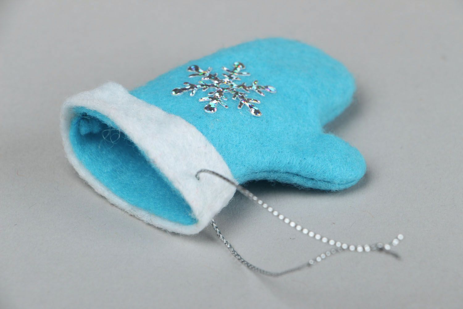 Christmas toys in the form of blue mitten photo 3