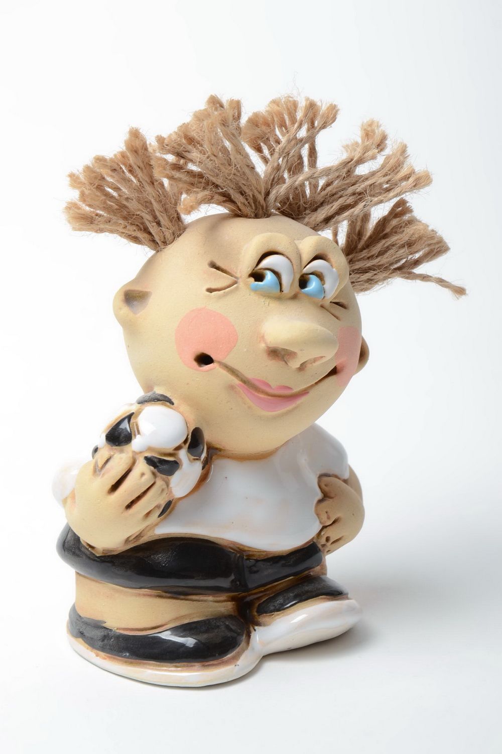 Figurine en céramique footballeur faite main pratique de demi-porcelaine déco photo 2