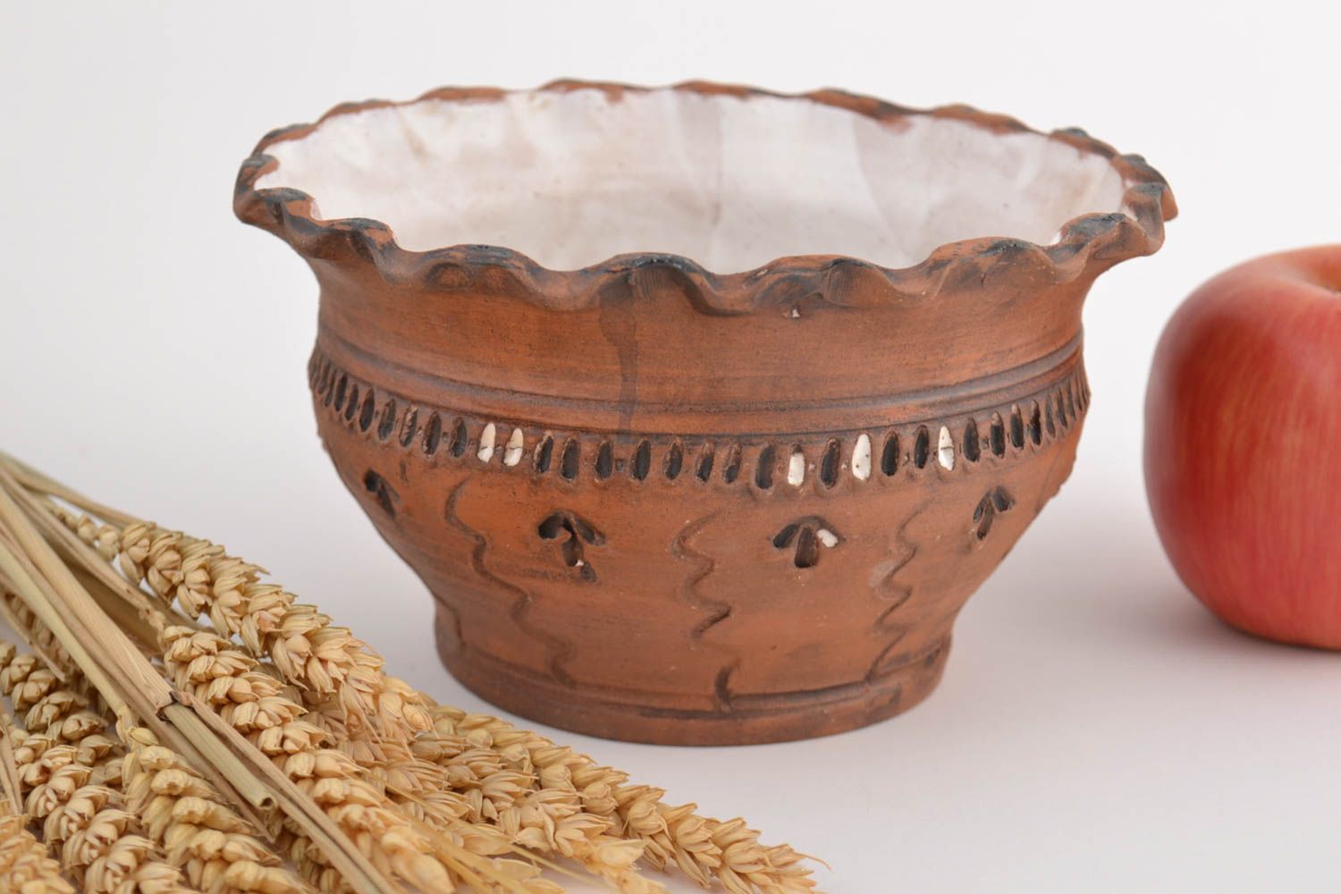 Beautiful designer homemade ceramic bowl kilned with milk 500 ml photo 1