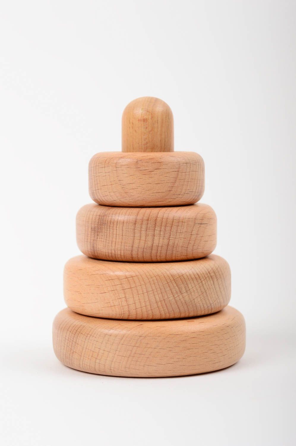 Developing wooden toy handmade toy for little kids unusual cute pyramid photo 1