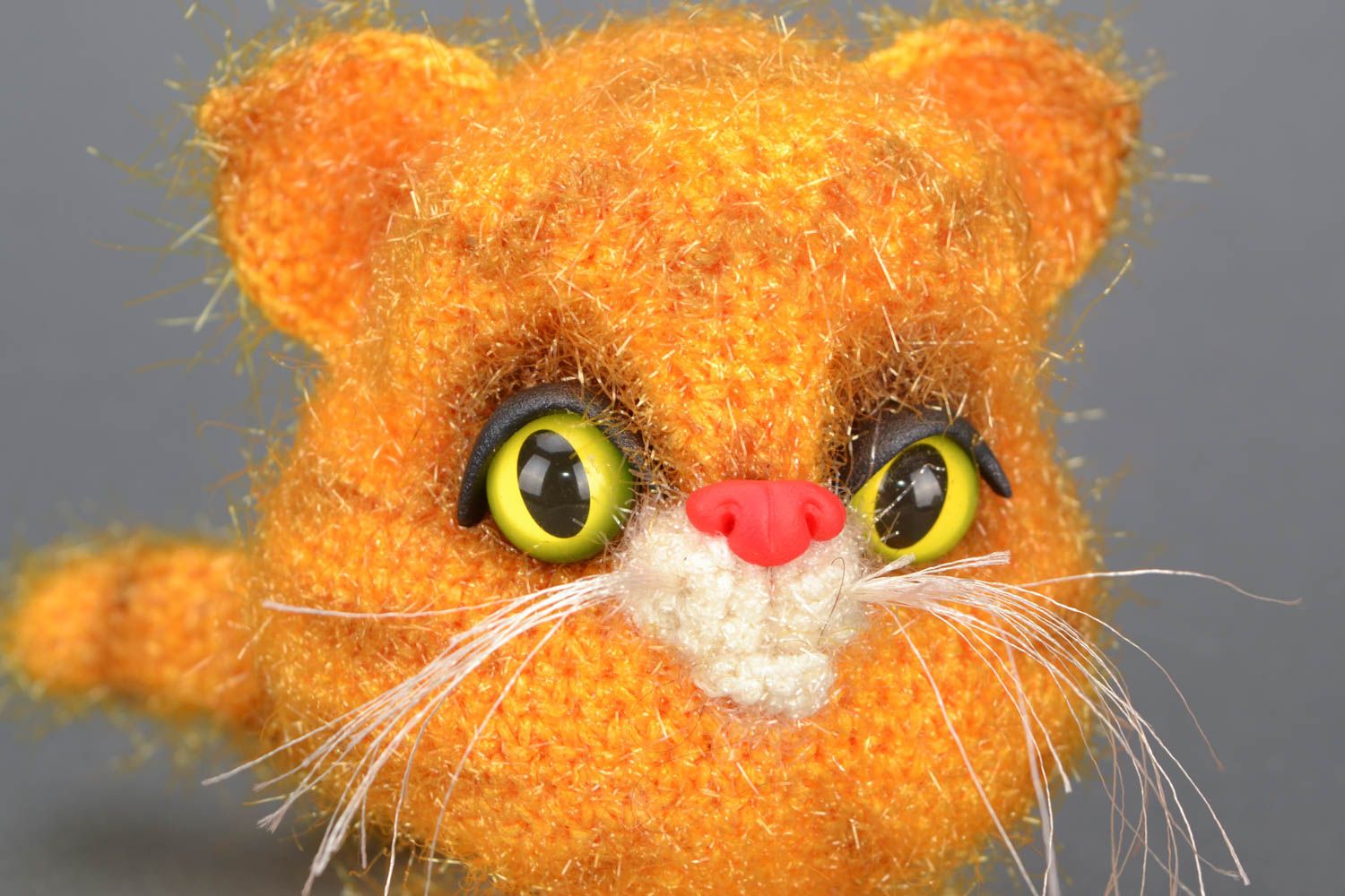 Мягкая вязаная игрушка Оранжевый кот фото 3