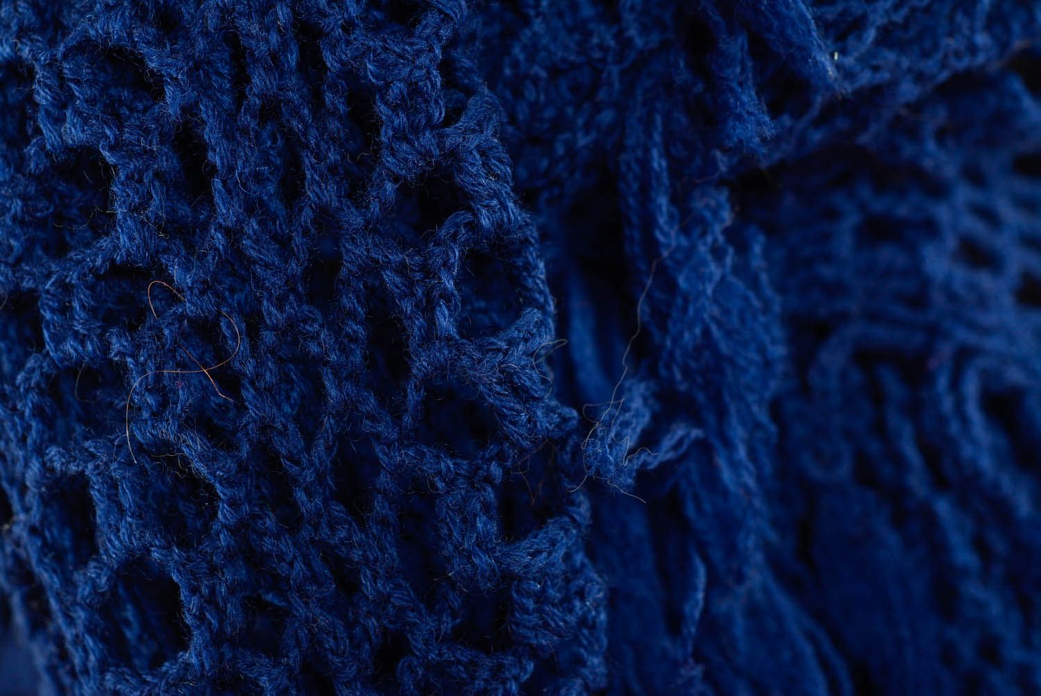 Châle tricoté main original bleu photo 4